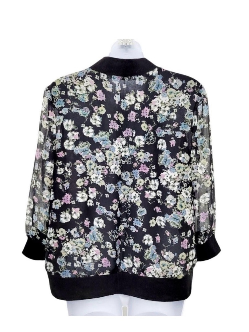 Sheer Black Floral Vintage Y2K Lightweights Blouse